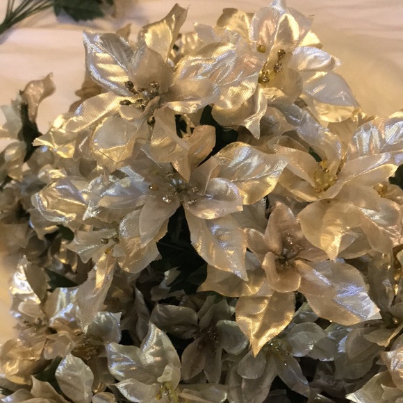 Bundle of 14 Champagne and silver Poinsettia bush. Almost new condition - Picture 4 of 11